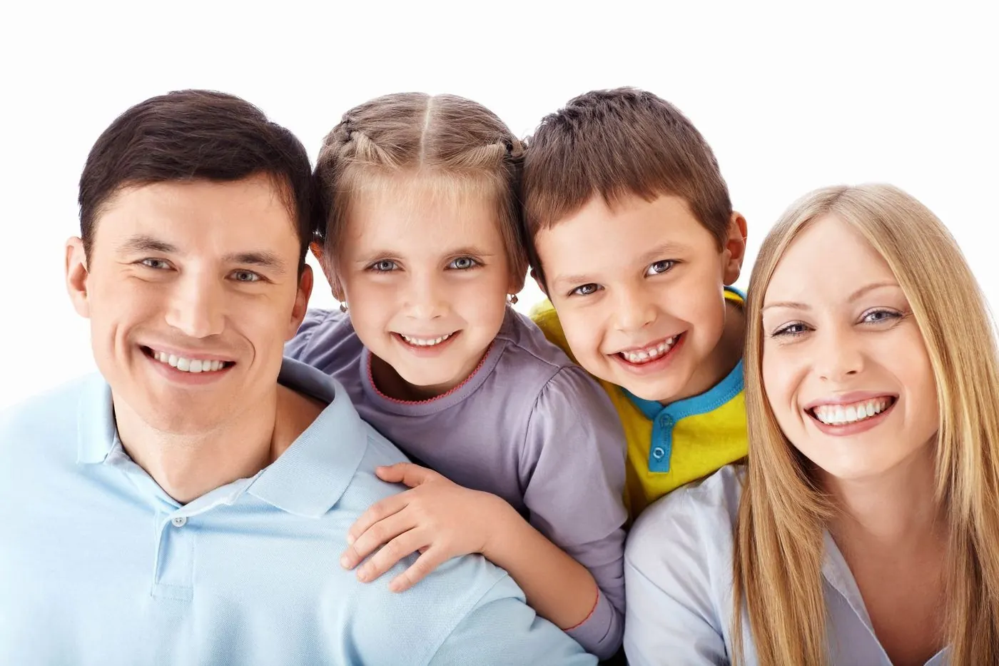 A smiling family of four